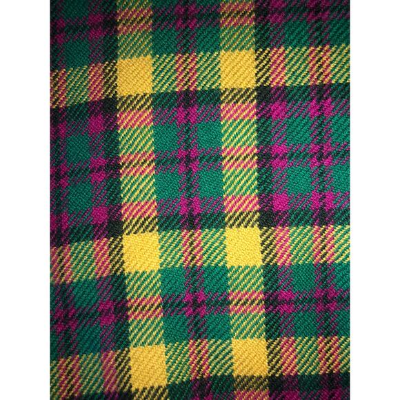 Plaid Wool Skirt Size XS Pencil Vintage Schoolgirl Twee Preppy Green Red Gold - Picture 2 of 8